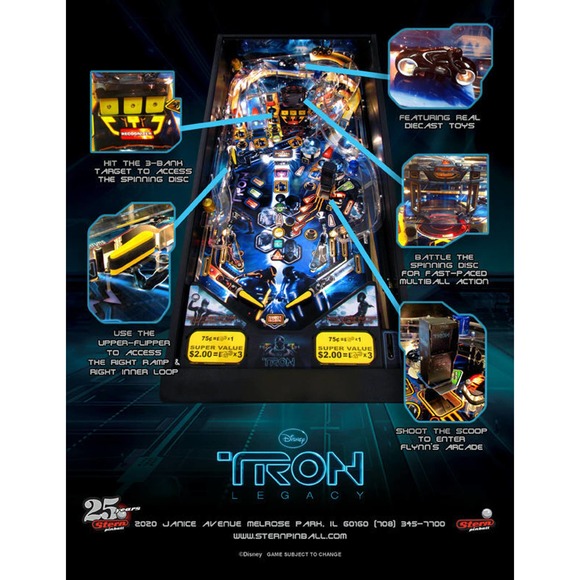 Tron Legacy Pinball FLYER Original Game Artwork Sheet Sci-Fi Disney Artwork - Picture 2 of 2